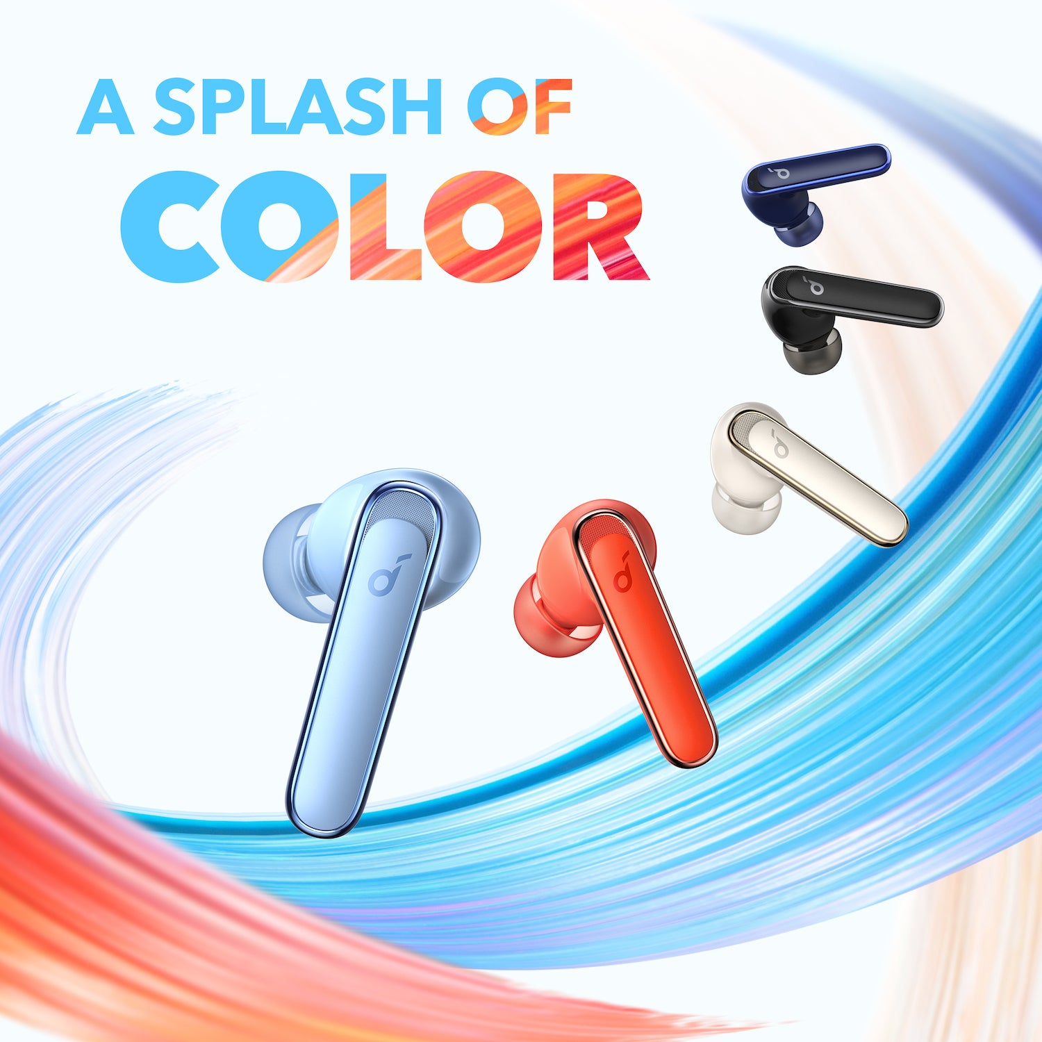 soundcore earbuds with vibrant color options for music