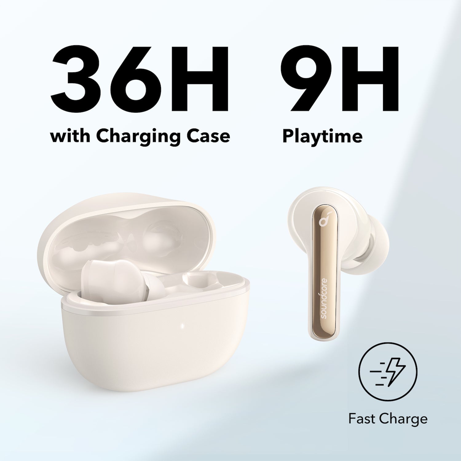 soundcore earbuds with 36H case and fast charging