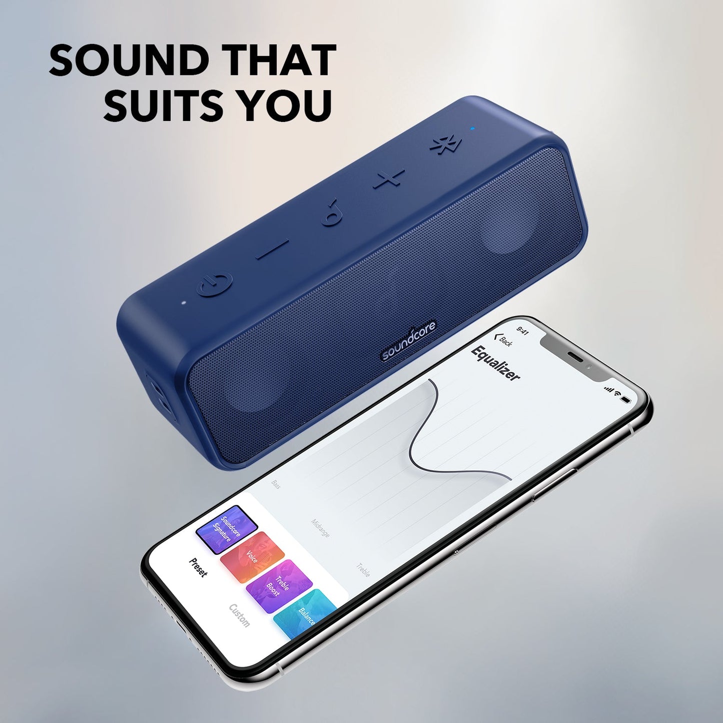 soundcore speaker with app-based customizable equalizer
