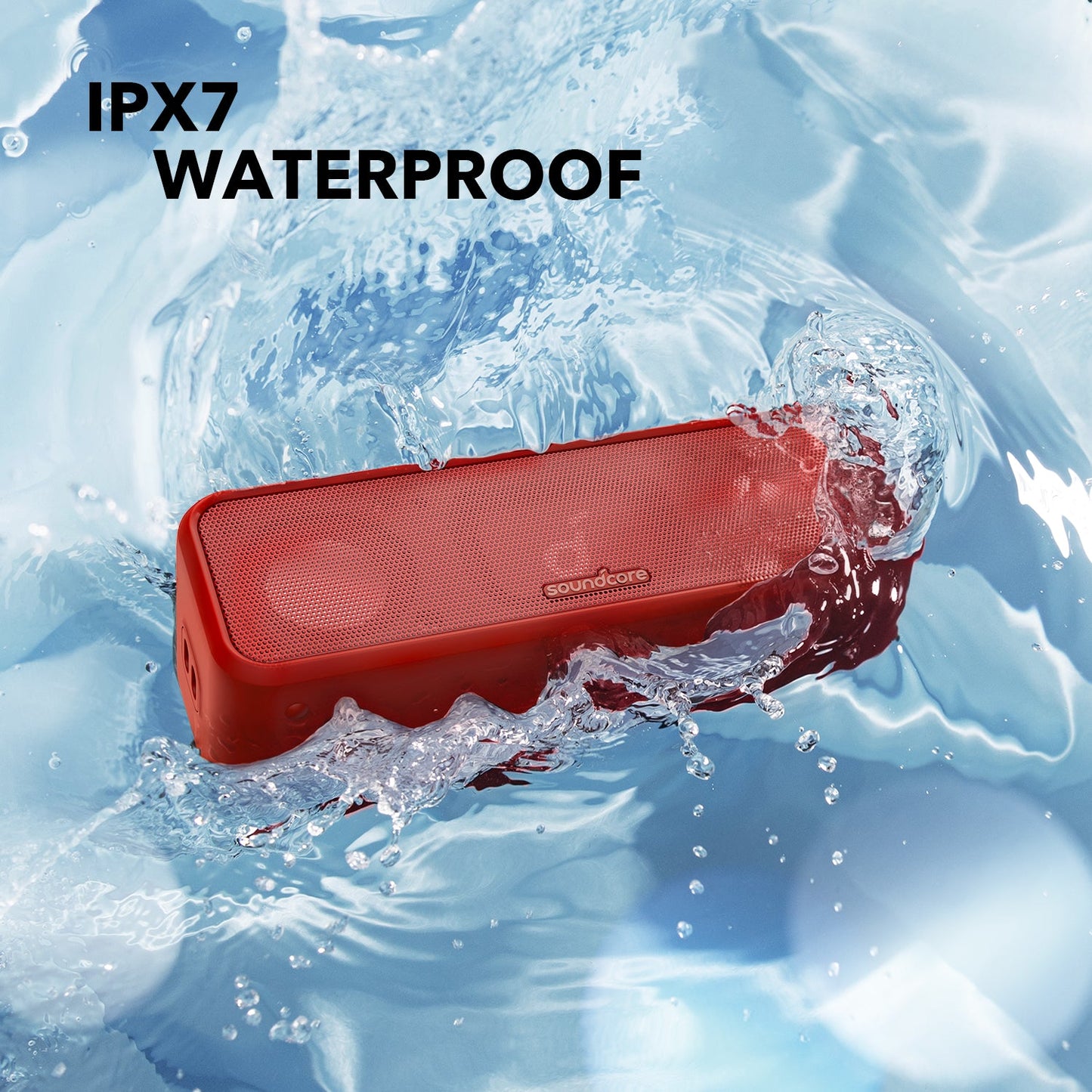 soundcore speaker with IPX7 waterproof for water resistance