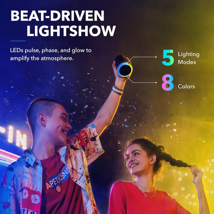 soundcore speaker for music party with lightshow
