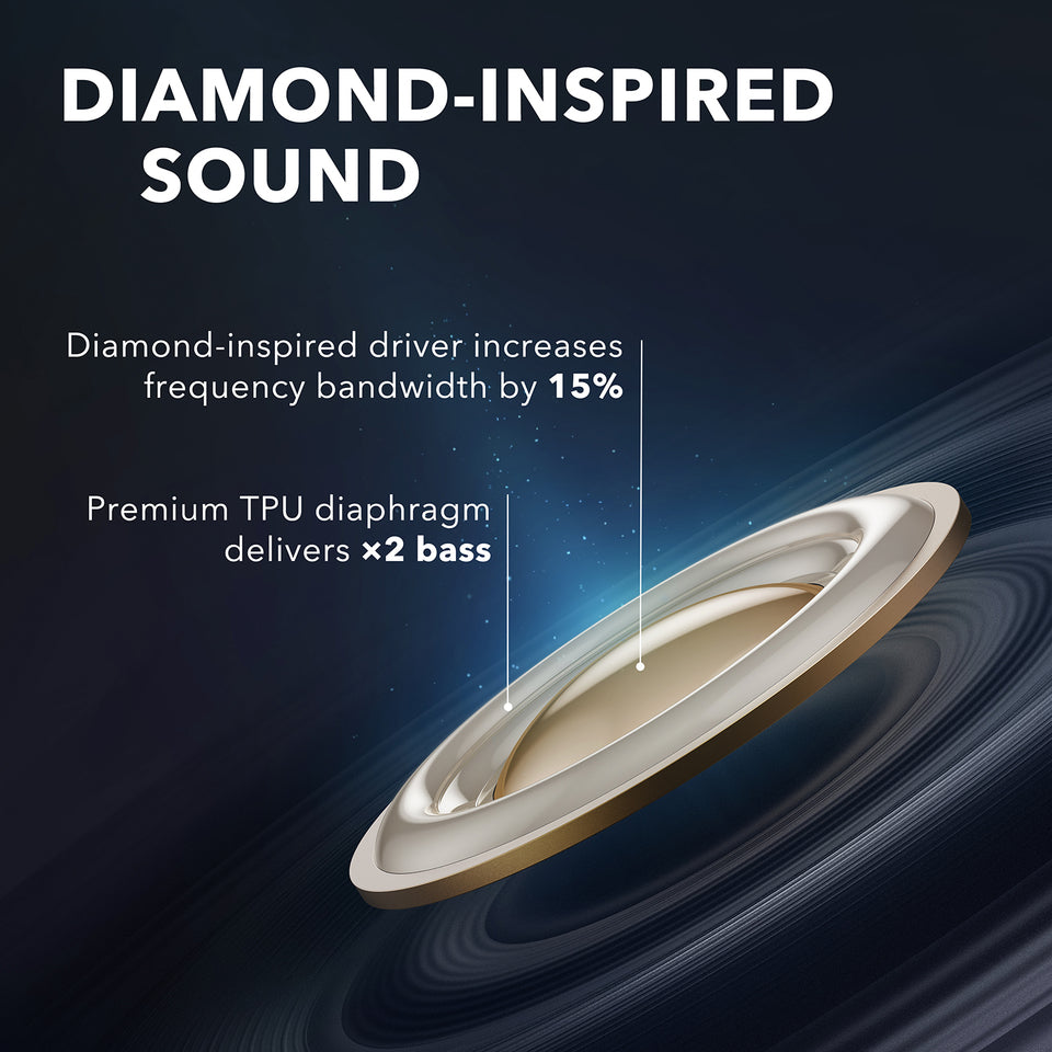 soundcore earbuds diamond-inspired driver with enhanced bass and frequency