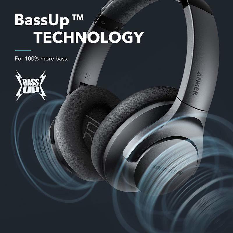 soundcore headphones with BassUp technology for deep bass